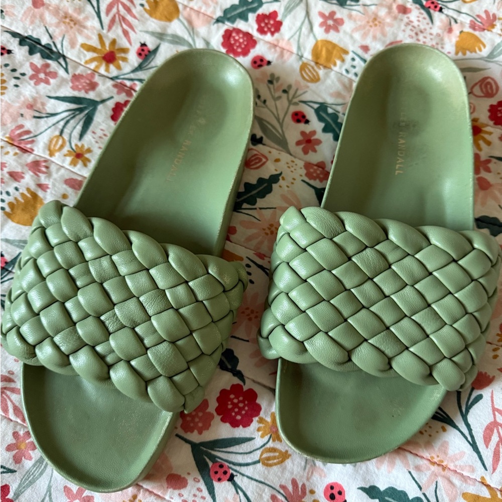 Green Braided Slide Sandals